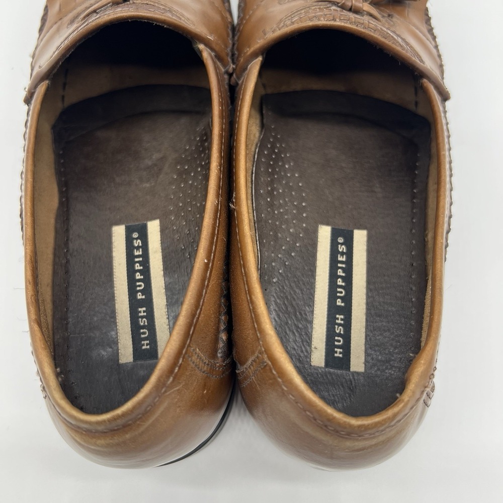 Hush Puppies Men's Loafers Brown Leather Tassel Kiltie Apron Toe Slip On 9.5M - Picture 5 of 16